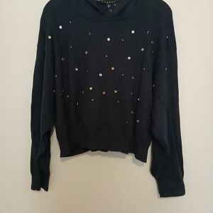 Chaser Charcoal Gray Sequin Juniors Size XS Hooded Sweater